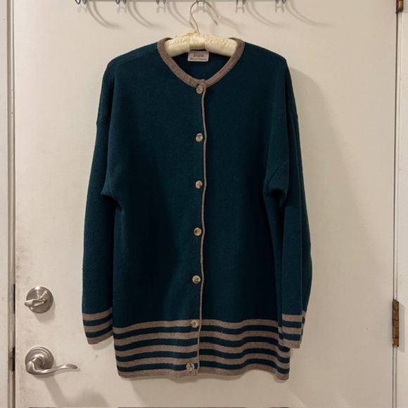 Sisley Green Relaxed Elegance Wool Blend Button Cardigan Sweater Sz XL/2XL - Picture 3 of 9